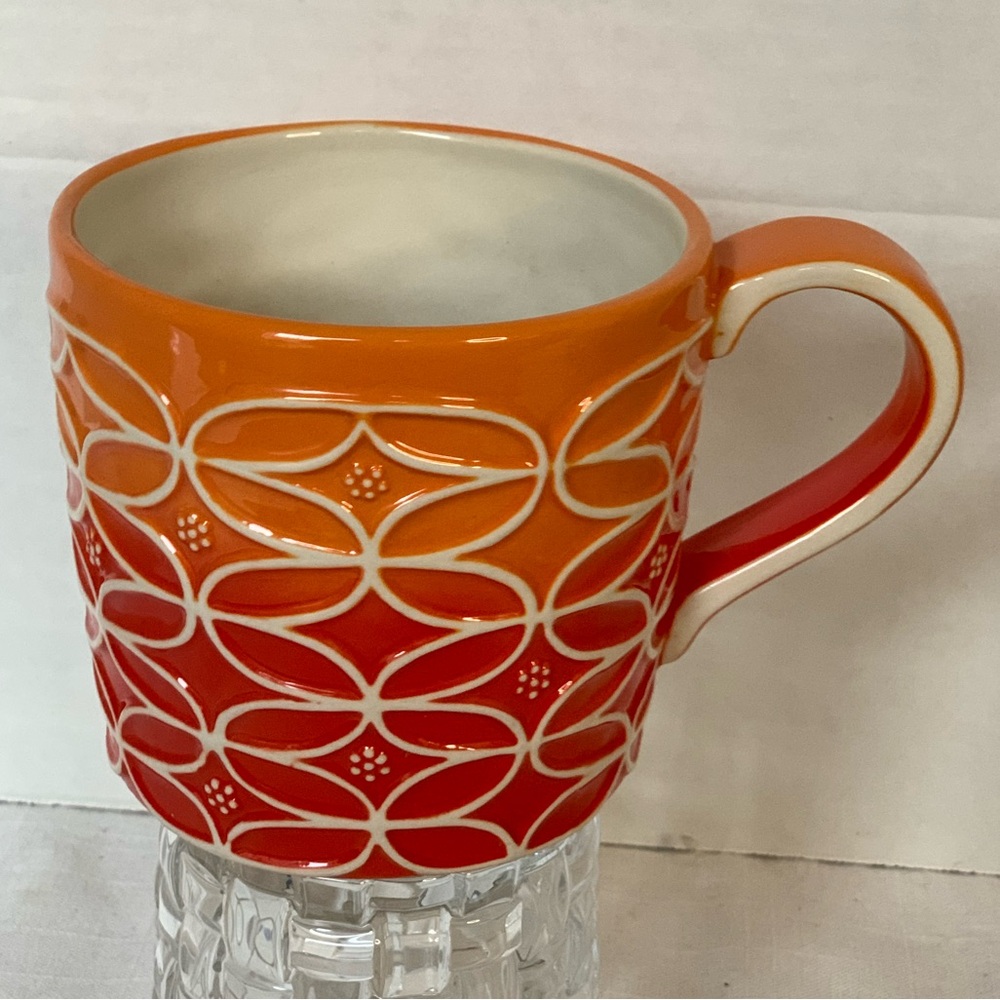STARBUCKS | Embossed Orange and Red Mug / Cup